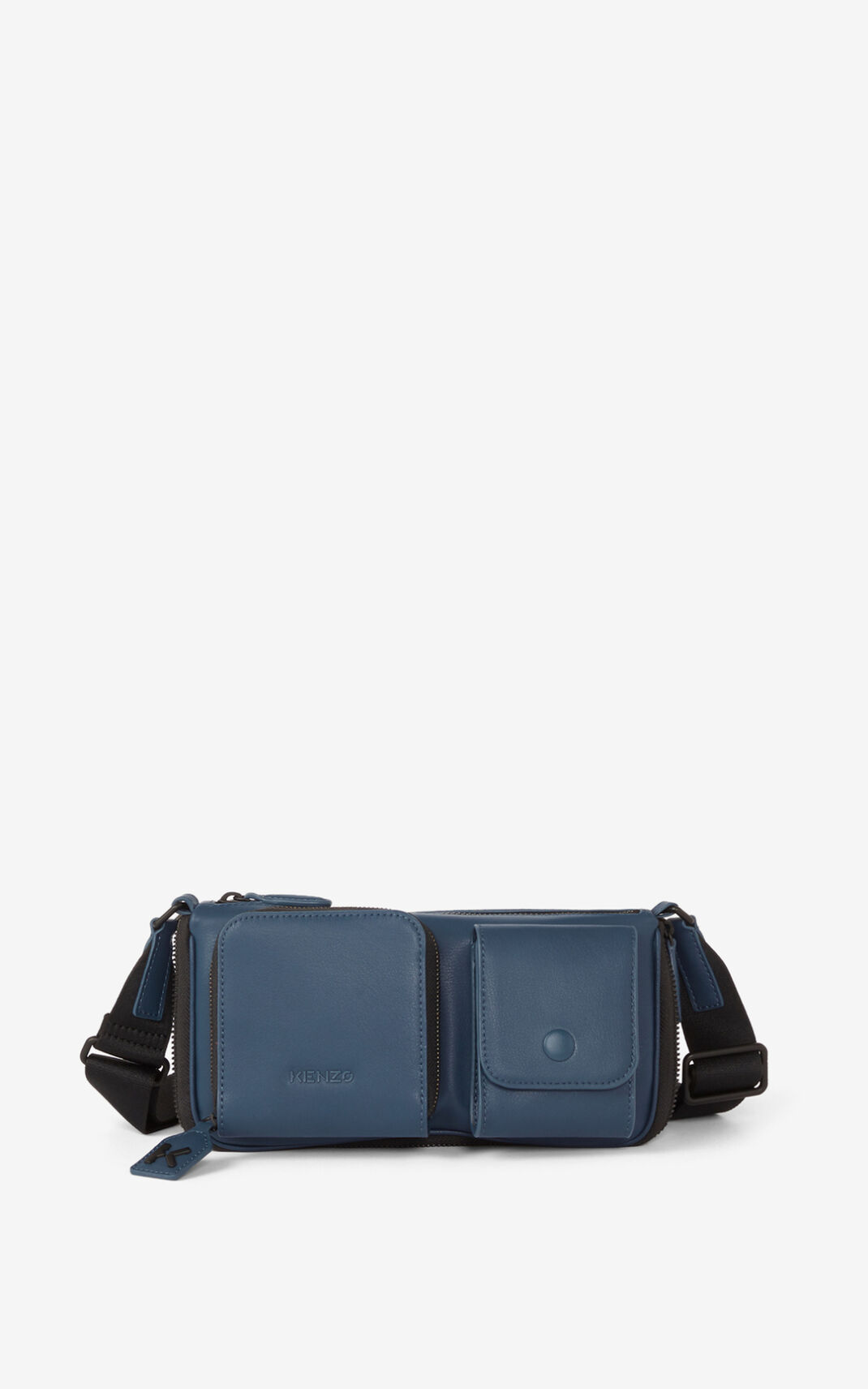 Sac Bandoulière Kenzo Small Kompact Cuir Homme Bleu | TXGC-45698